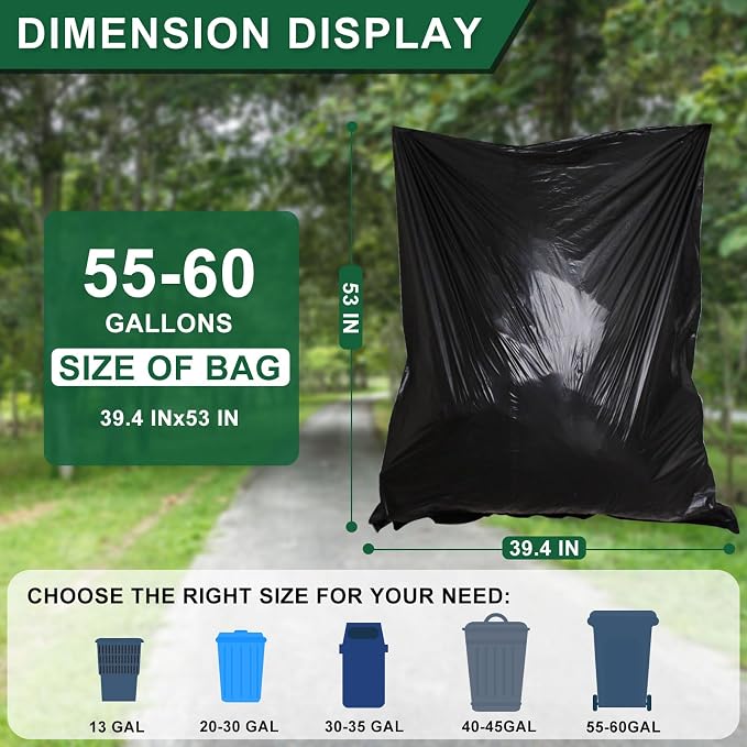 55-60 Gallon Black Trash Bags 120 Count - Image 2