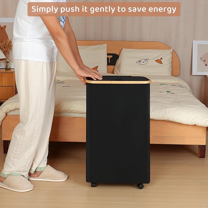 Slim Laundry Hamper with Wheels, Narrow Hampers - Image 3