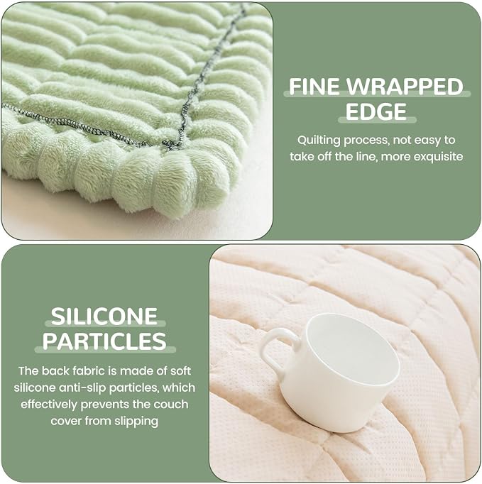 OTOB Couch Covers for 3 Cushion Sofa Pet Friendly, Plush Fuzzy Non Slip Sofa - Image 4