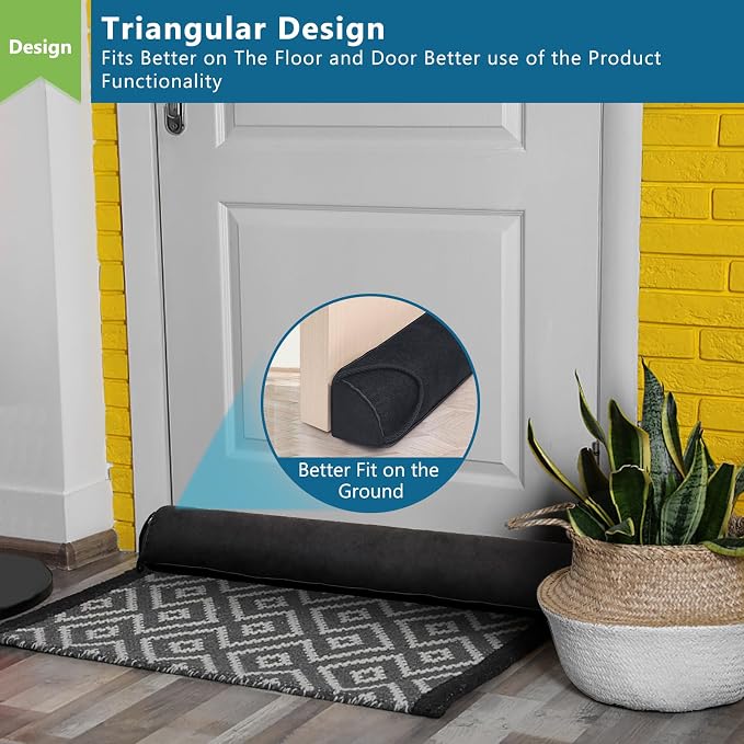 Anze Door Draft Stopper 32 inch Weighted Triangle Draft Stopper Door Air Noise - Image 3