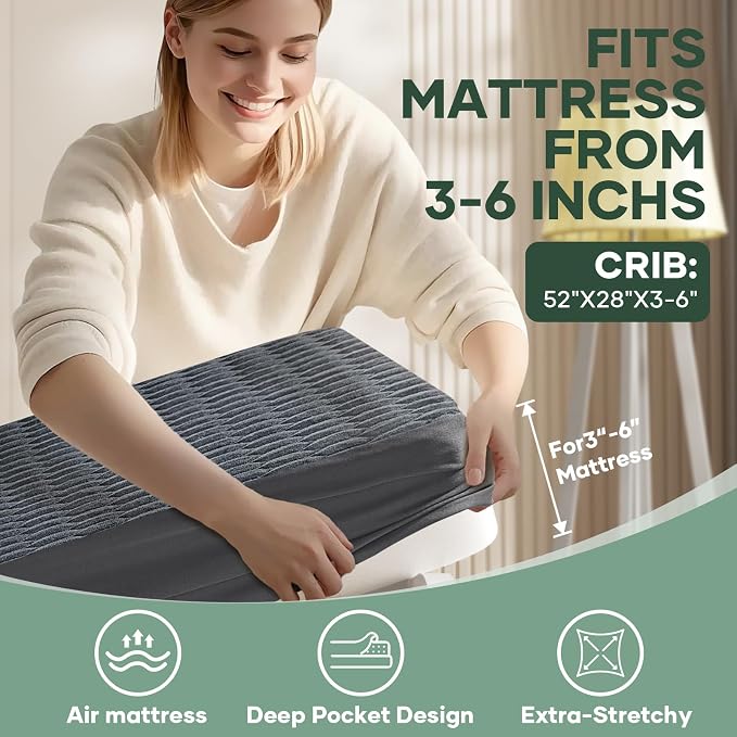 OhGeni 100% Waterproof Mattress Protector, Crib-Gray Size Mattress Pad - Image 4