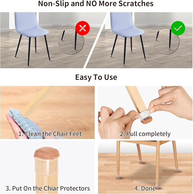 Ezprotekt 24 Pcs Small Clear Square Chair Leg Floor Protectors - Image 3