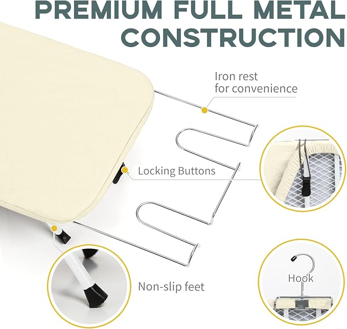 Metal Small Ironing Board Tabletop 31x12, RAINHOL Countertop Mini Iron Board - Image 3