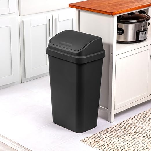 Sterilite 12-Pack Swing Top Wastebasket, Sleek Square Profile Trash Can - Image 6