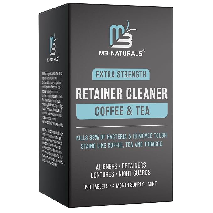 Coffee and Tea Retainer Cleaner Tablets, Removes Odors, and Plaque, 4-Month by M3Naturals