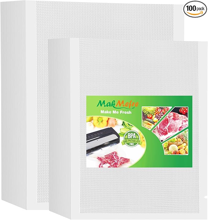 MakMeFre 100 Count Vacuum Sealer Bags 50 of Each Size 50 Pint 6"X10"and 50 by MakMeFreDirect