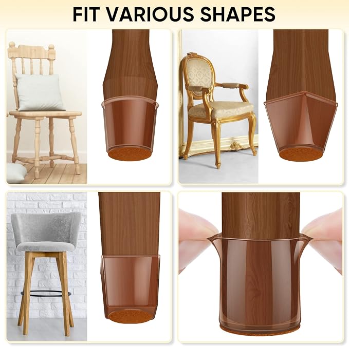 BALEINE 32 Pack Silicone Chair Leg Floor Protectors, Stool Leg Protectors Cap - Image 8