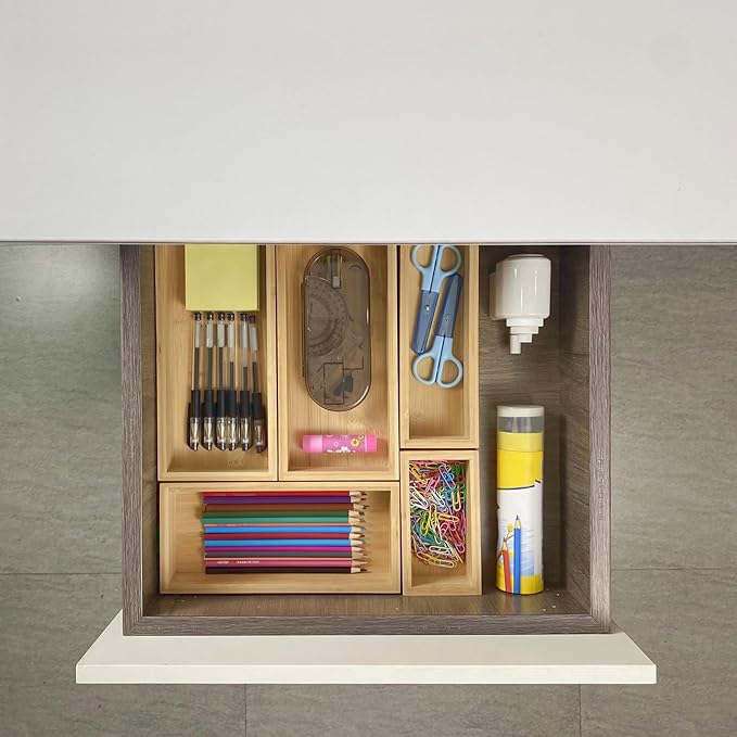 bamboo drawer organizer Set，expandable drawer dividers, wooden storage - Image 6
