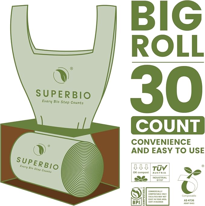 SUPERBIO 13 Gallon Compostable Kitchen Waste Bags - Image 3