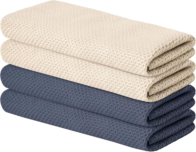 Artoid Mode 100% Cotton Beige Dark Grey Waffle Weave Kitchen Dish Cloths by ArtoidMode