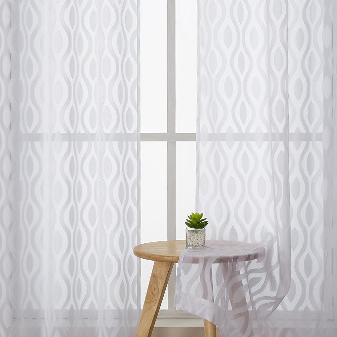Aiyufeng White Sheer Curtains Tiers 36 Inch Length 2 Panels Set, Airy - Image 3