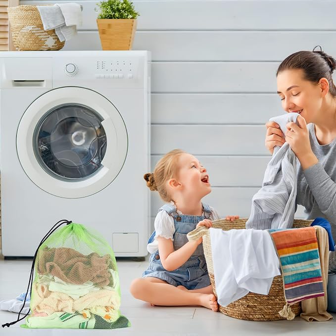 13"X15.5" 100Pcs Mesh Laundry Drawstring Bag Nylon Drawstring Gym Bag - Image 5