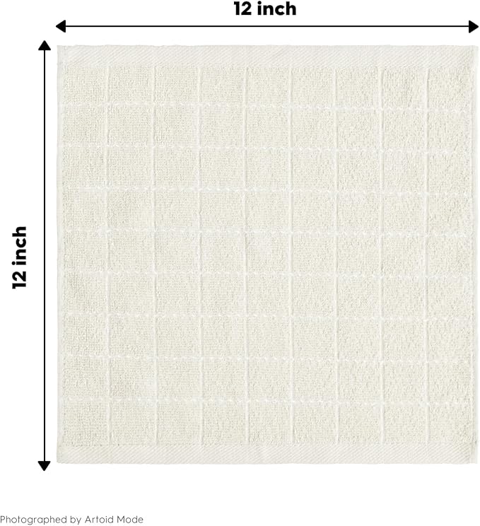 Artoid Mode Checkered Designed Cotton Beige Grey Black Terry Kitchen Dish Cloths - Image 7