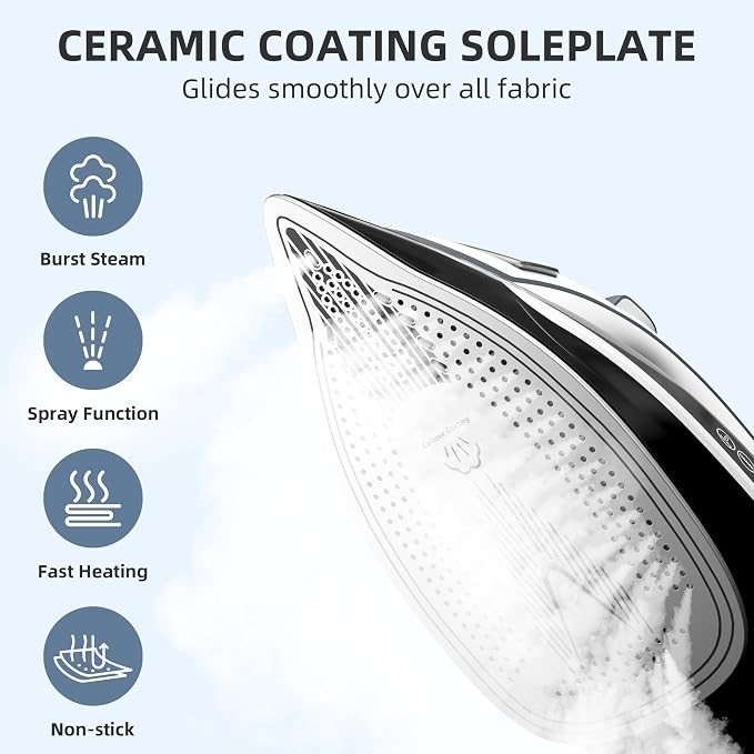 Steam Iron for Clothes Rapid Heating, 1700W Iron - Image 4