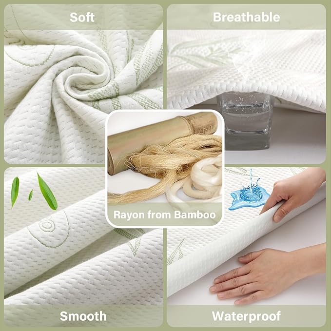 Twin Mattress Protector Waterproof Mattress Pad Washable Bamboo Rayon Mattress - Image 3