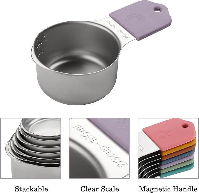 Magnetic Measuring Cups Set of 7 Stainless Steel Heavy Duty Measuring Cups - Image 3