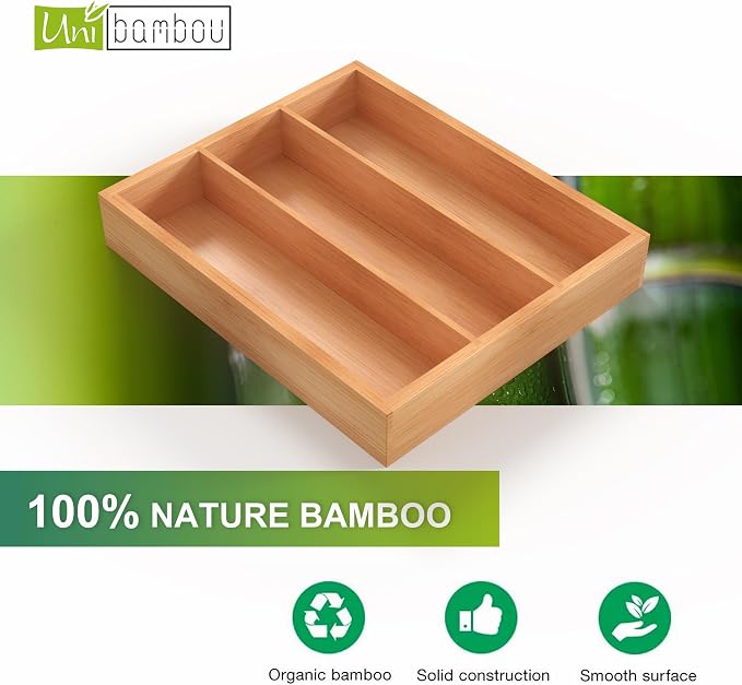 Bamboo Utensil Drawer Organizer, Kitchen Drawer Organizer - Image 6