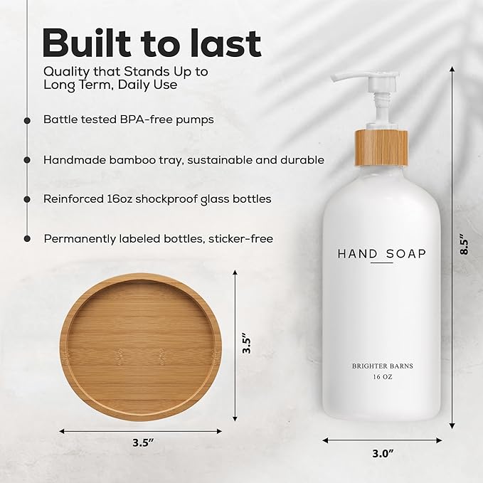 White Glass Hand Soap Dispenser Bathroom Set by Brighter Barns - Image 3