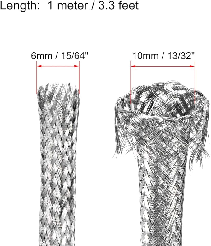 uxcell 3.3Ft - 15/64 Inch 304 Stainless Steel Sleeving Expandable Hose Cover - Image 2