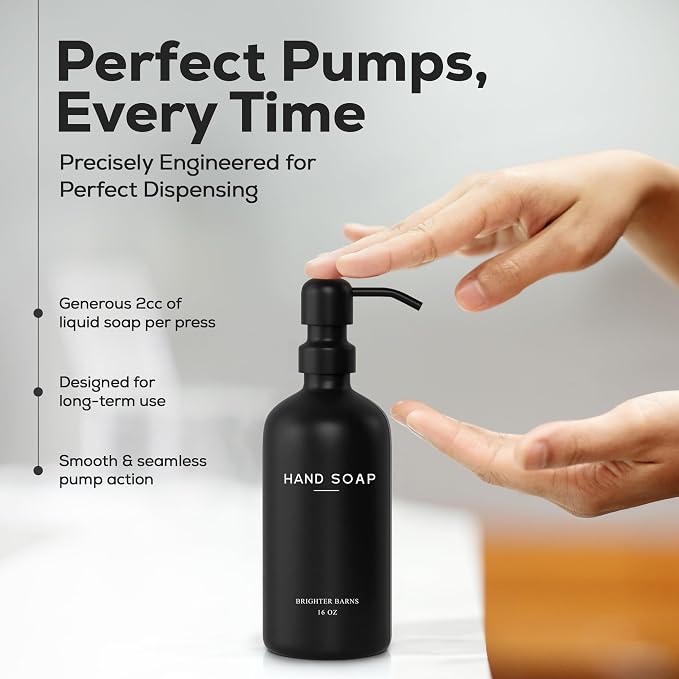 Black Glass Soap and Lotion Dispenser Set by Brighter Barns - Image 4