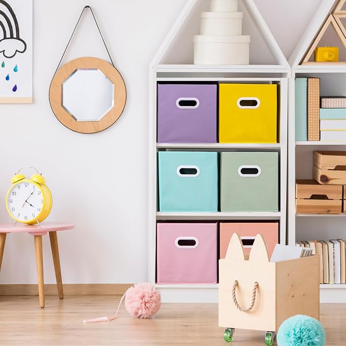 Stero Fabric Storage Cubes Bins, 13 inch Fun Colored Foldable Storage Baskets - Image 4