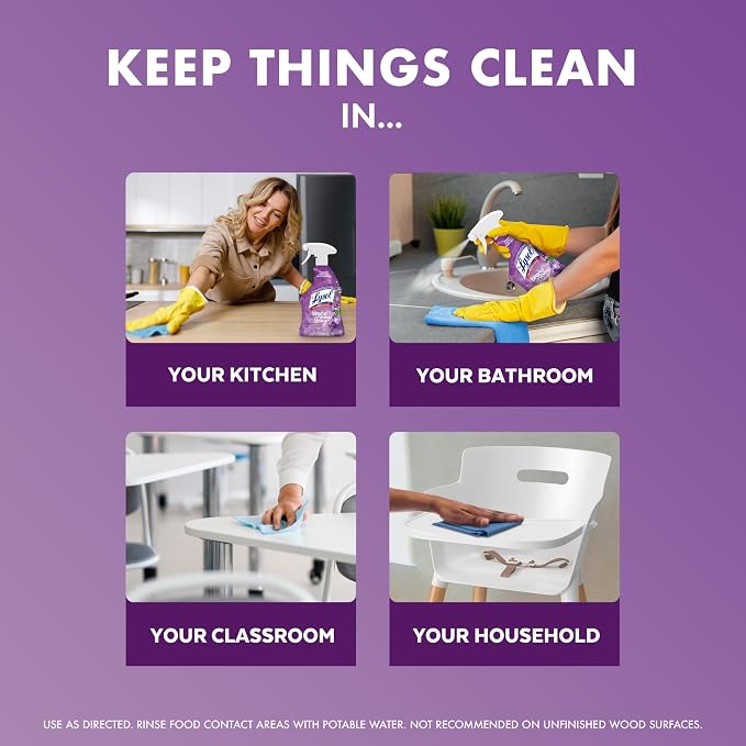Lysol All Purpose Cleaner Spray, Kitchen & Bathroom Cleaner, Lavender & Cotton - Image 4