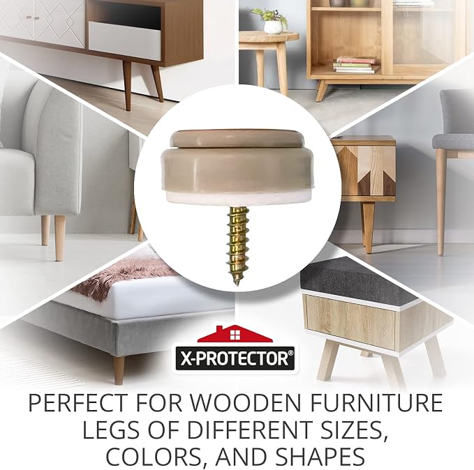 Chair Glides X-PROTECTOR – 8 PCS 1" Furniture Glides – Screw-On Chair Sliders – - Image 2