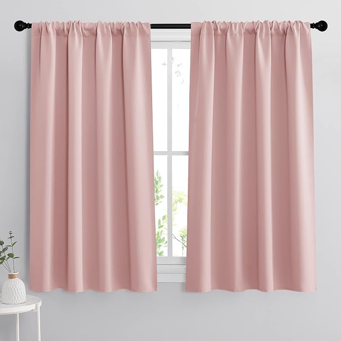 RYB HOME Short Window Curtains for Kitchen, Room Darkening Rod Pocket Drapes by RYBHOME