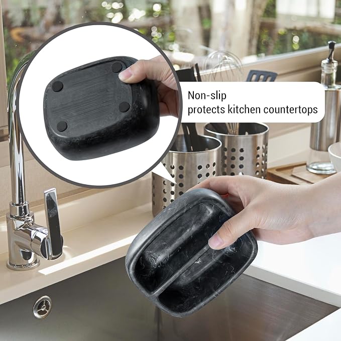 MyGift Modern Black Resin Double Sponge Holder - Image 9