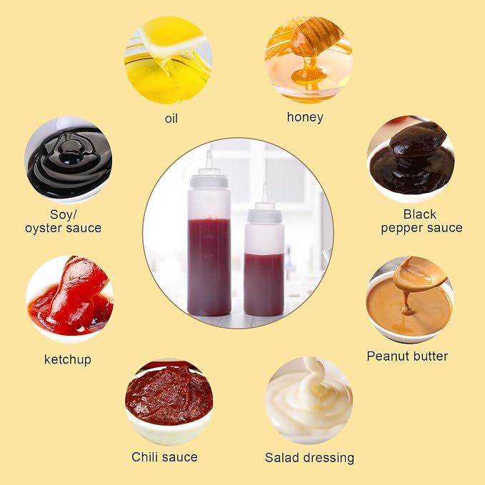 Condiment Squeeze Bottles Ketchup Dispenser 2PCS 24 oz Plastic Sauce Squirt - Image 7