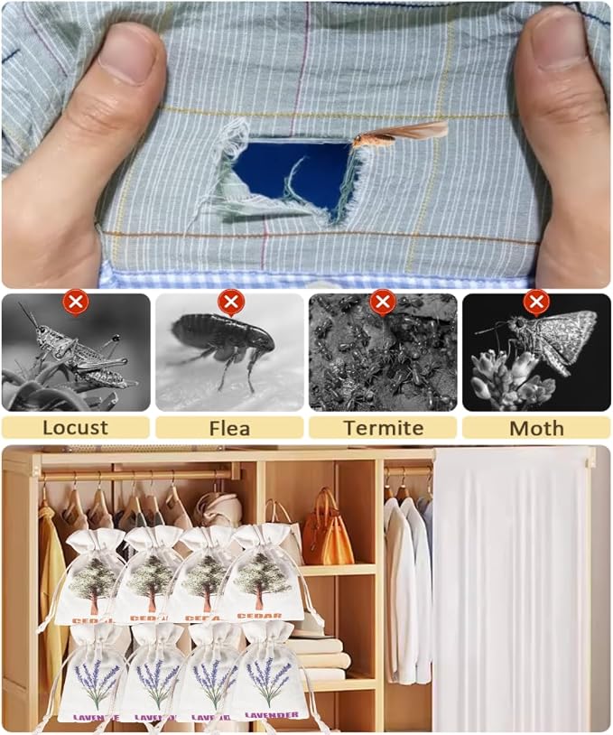 20 Pack Cedar Chips and Natural Dried Lavender Sachets Bags - Image 5