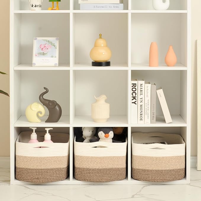 Large Storage Baskets for Organizing Shelves, Woven Cotton Rope Bins for Baby - Image 5