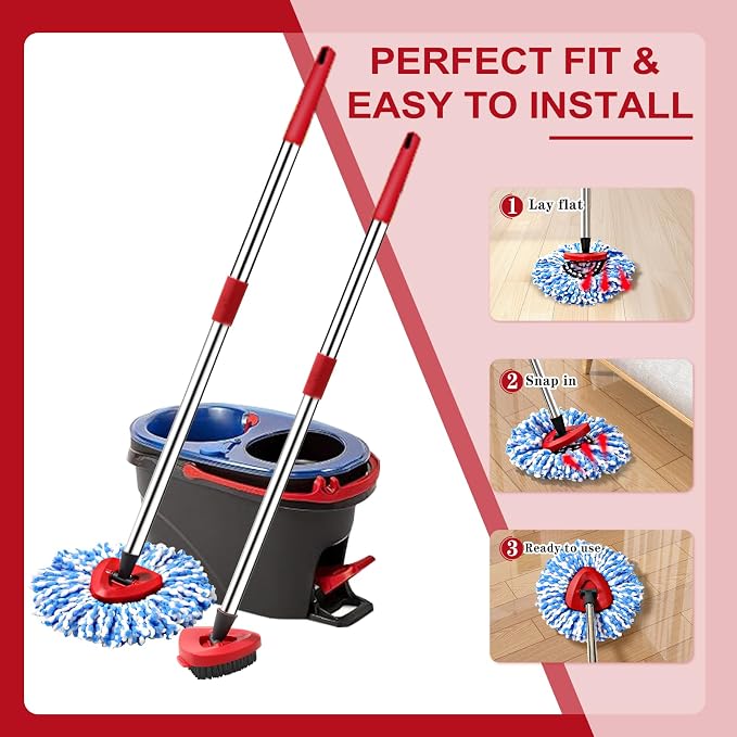 4 Pack Spin mop Replacement Head, Spin mop Scrub Brush, Microfiber Mop Refills - Image 5