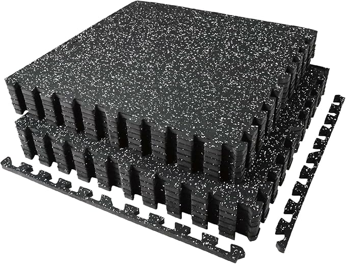 AIRHOP 0.56in Thick 48 Sq Ft Exercise Equipment Mats, 12 Tiles Upgraded Rubber by Airhop
