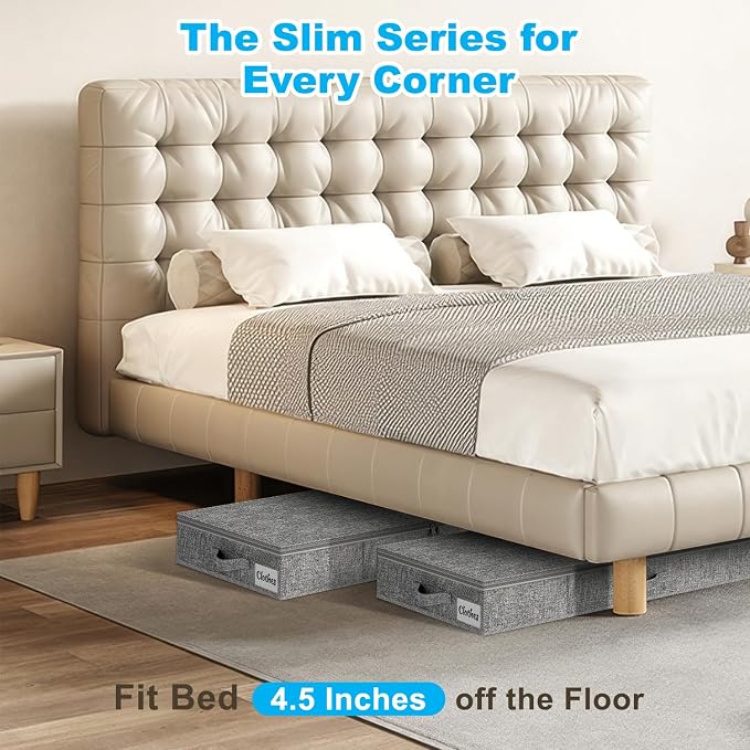 Under Bed Storage Container Bins 2 Pack, 4.5 Inch Slim Low Profile Underbed - Image 2