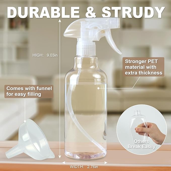 Plastic Spray Bottles Heavy Duty Spraying, Mist & Stream, Empty Water Sprayer - Image 2