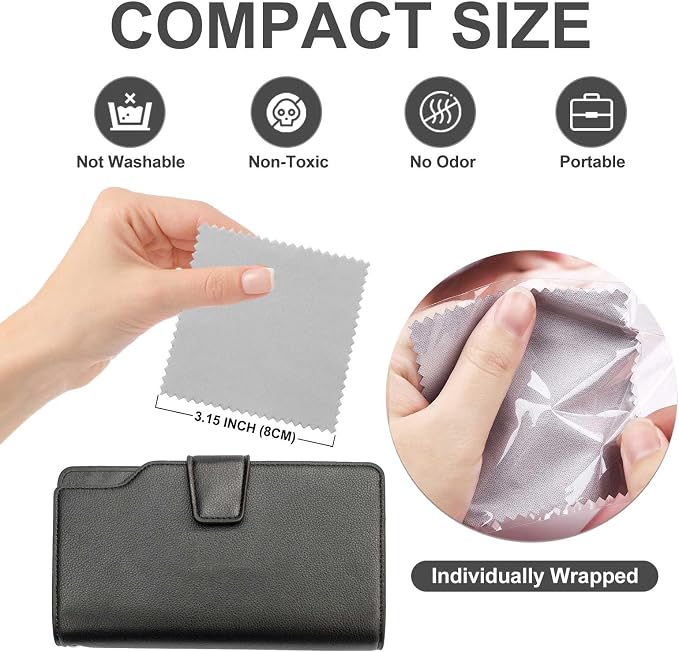 SEVENWELL 50pcs Jewelry Cleaning Cloth Gray Polishing Cloth - Image 2