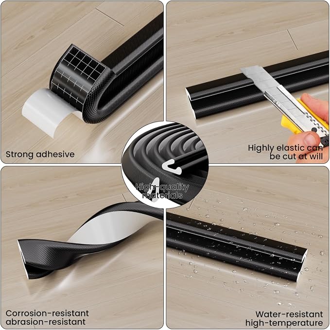 V Shape Foam Weather Stripping Door Frame Seal Strip 2Pcs×26FT Black, Draft - Image 3