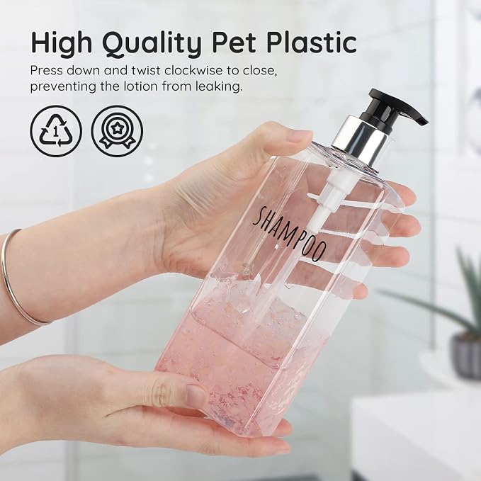 Segbeauty 3pcs Clear Soap Dispenser, 16.9oz Refillable Shampoo Conditioner - Image 2
