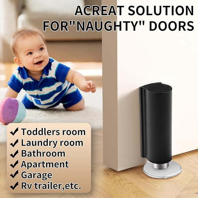 Magnetic Door Stoppers Black WYGWP Stainless Steel No Drilling Wedge Stops - Image 7