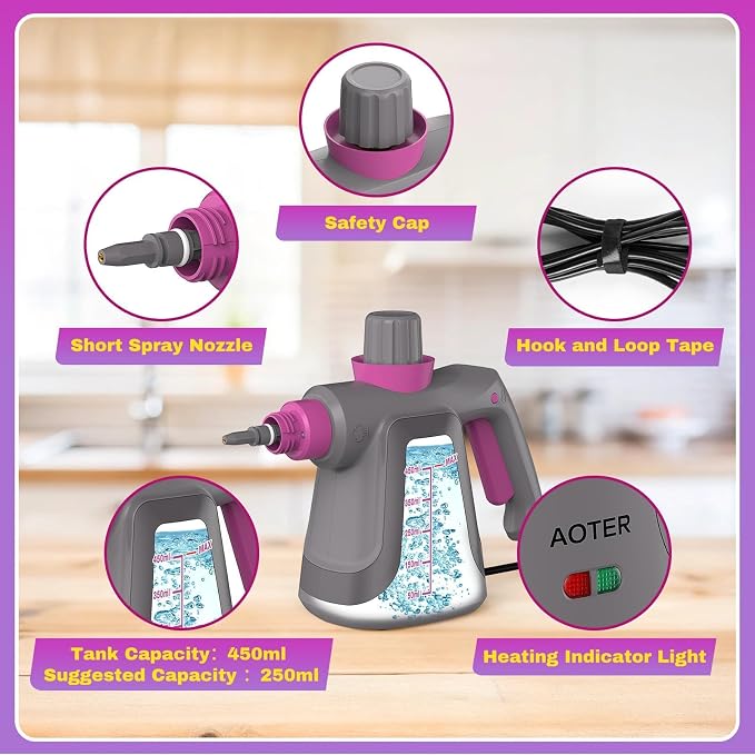 Pressurized Handheld Steam Cleaner, Portable Multi-Surface Cleaner - Image 6