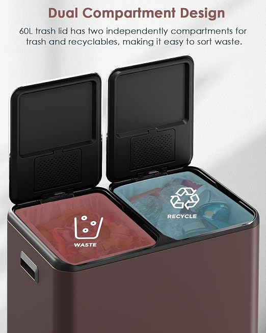 Arlopu 16Gal Dual Trash Can w/2 Built-in Box - Image 5