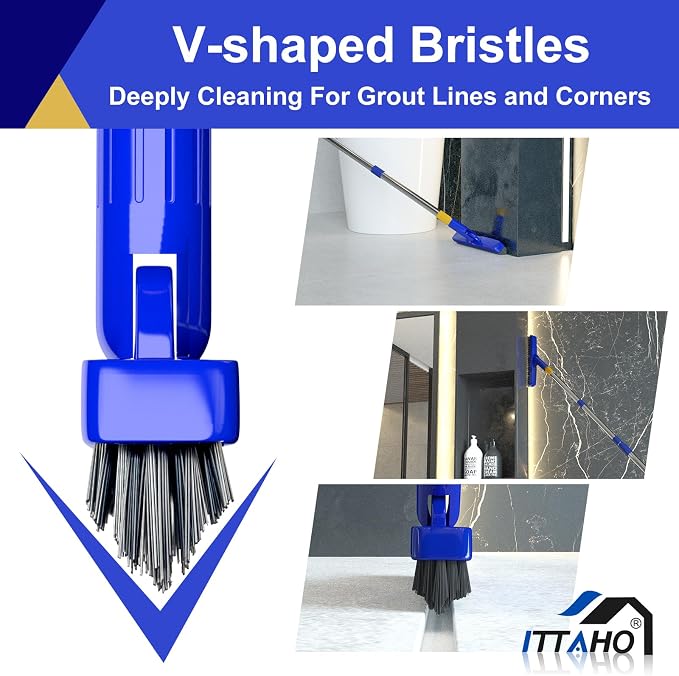 ITTAHO 12" Wide Floor Scrub and Grout Brush Set - Image 2