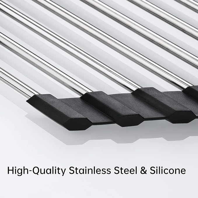 Tomorotec Foldable Stainless Steel Triangle Roll-Up Dish Drying Rack - Image 2