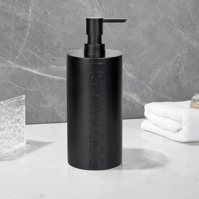 Matte Black Body Wash Dispenser Luxurious Refillable Pump Bottle - Image 8