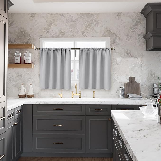 BGment Light Grey Blackout Curtains 30 Inches Long - Image 2