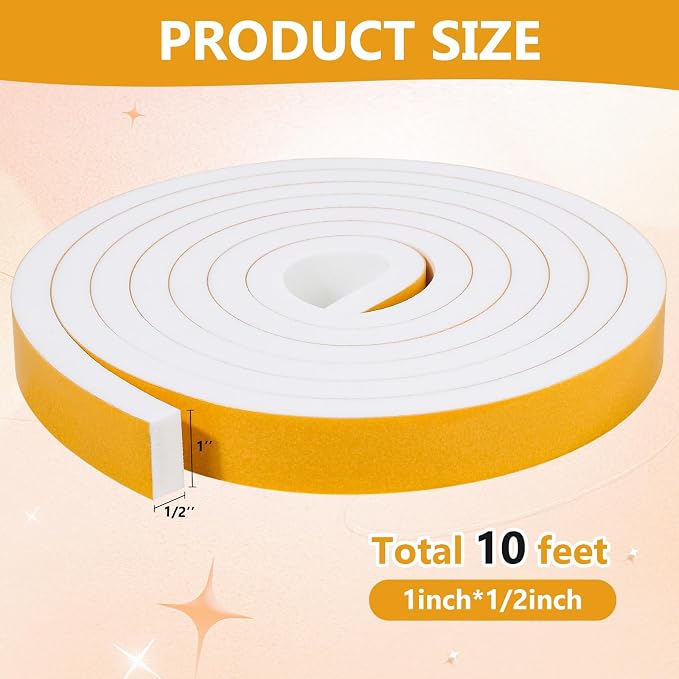 Weather Stripping Seal for Door Window, 10Feet High Density Foam Tape, - Image 2