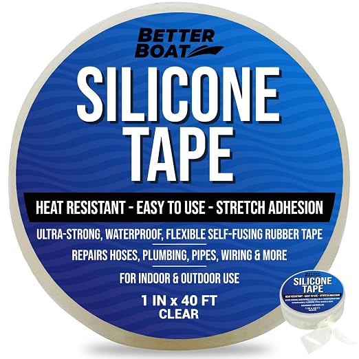 Clear Heavy Duty Silicone Tape, Self-Fusing Rubber Hose and Plumbing Water Pipe by BetterBoat