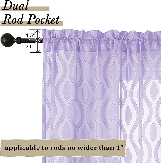 Aiyufeng Light Purple Sheer Curtains 54 Inch Length 2 Panels, Soft Lightweight - Image 4