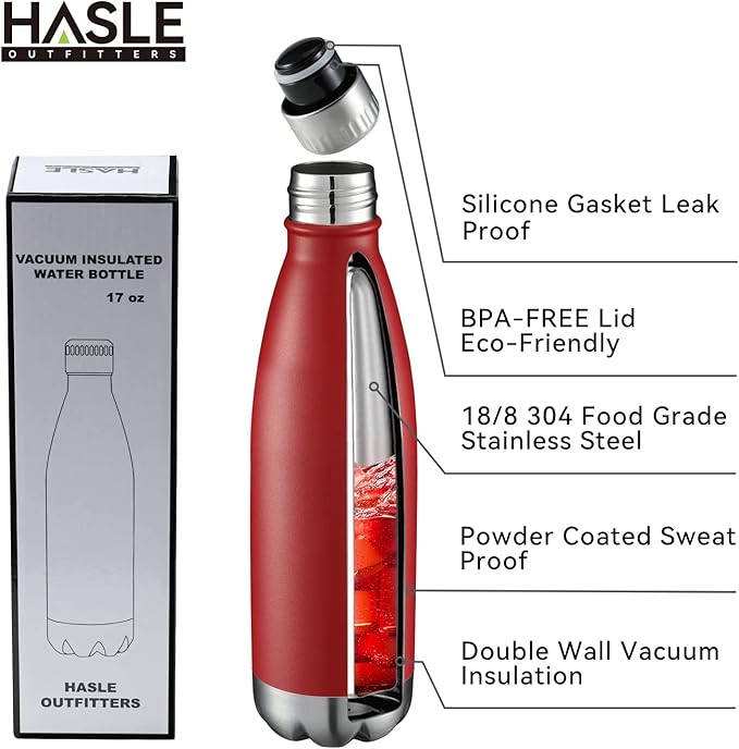 HASLE OUTFITTERS 17oz Stainless Steel Water Bottles Bulk, Vacuum Insulated - Image 2